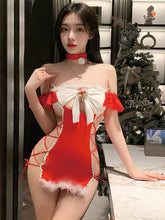 Off Shoulder Lace Up Santa Dress