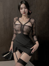 Lace Cut Out Secretary Bodycon Dress