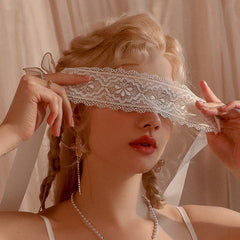 2 Piece Lace Blindfold Eye Mask Role Play Accessions with Ribbon Ties
