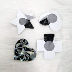 3 Pack Black Reflective Pasties Geometric Nippe Covers Pasties