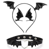 Bat Wings Headband Hair Clips and Choker for Women 3 Piece Devil Cosplay Accessories