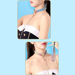 Chain Choker Leash Reflective Leather Gothic Necklace Nightclub Leash Belts Neck Accessories