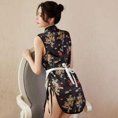 Maid Costume Exotic Maid Dress Chinese Split Dress with Maid Apron