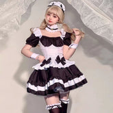 Anime Maid Cosplay Costume Gothic Lolita Outfits 7 Pieces Adult Maid Halloween Uniform