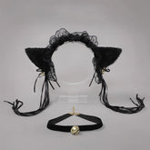 Neko Girl Headband and Choker Lace Cat Ears Headpiece 2 Piece Cat Cosplay Accessories