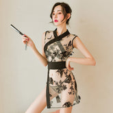 See Through Kimono Robe Japanese Butterfly Embroidery Dressing Gown Lingerie Babydoll Nightwear with G-string