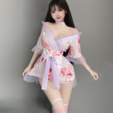 Kimono Lingerie Robe Japanese Style Floral Printed Bathrobe Nightdress Asian Cosplay Outfits