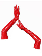 Women's Wet Look Long Gloves