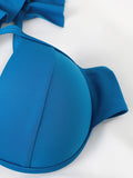 3 Colors Irregular Falbala Halterneck Bikini Swimsuit