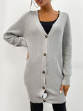 Solid Color Button Long Sweater
