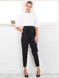 All-match Waistband Cropped Trousers Aosig