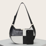 Black and white checkerboard single-shoulder handbags Aosig