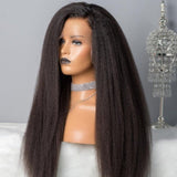 Black long straight hair fluffy natural wig Aosig