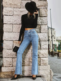 Casual Frayed Denim Trousers Aosig