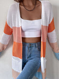 Color-coded Knitted Cardigan Sweater Aosig