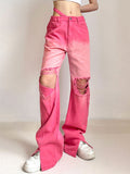 Cool Gradient Shredded Slit Wash Jeans Aosig