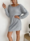Crew neck solid knit dress Aosig