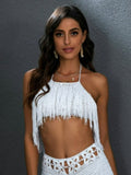 Crochet Halter Cover Up Top Aosig