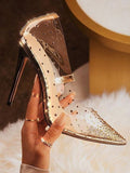 Diamond Pointed Toe Stiletto Women's High Heel Sandals Aosig