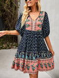 Fashionable Bohemian Print Dress Aosig