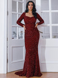 Fishtail Long Sleeve Evening Party Dress Aosig