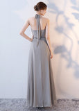 Grey Chiffon Evening Dress Bridesmaid Dress Aosig