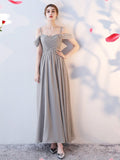 Grey Chiffon Evening Dress Bridesmaid Dress