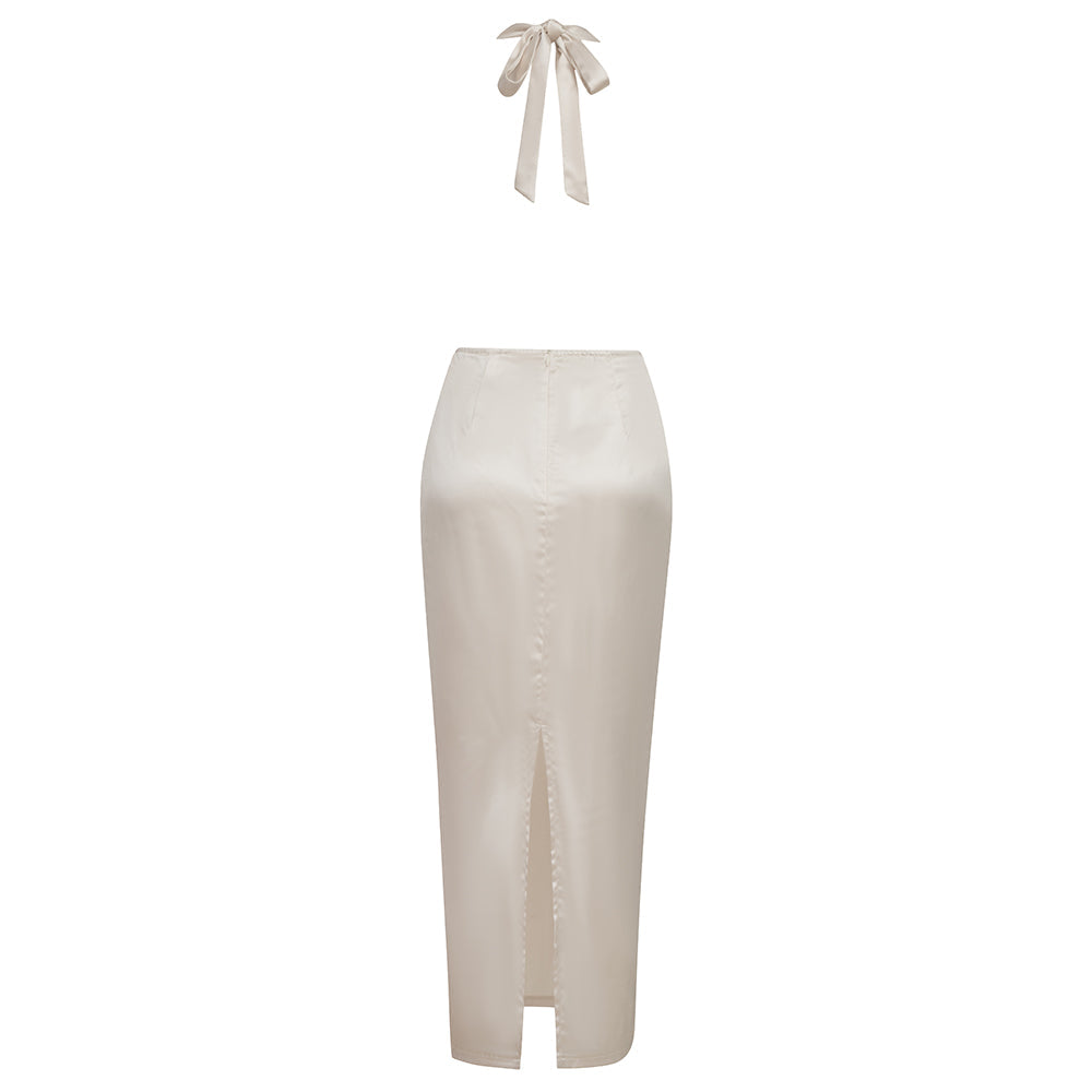 Halter Sleeveless Midi Backless Bodycon Dress HB76580 Aosig