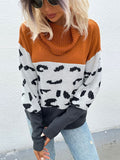 High Neck Leopard Print Sweater Aosig
