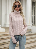 High Neck Pink Sweater Aosig