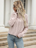 High Neck Pink Sweater Aosig