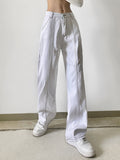 High Waist Slim Top Line Contrast Casual Pants Aosig
