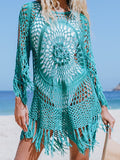Hollowed-out Tassels Cover Up Dress Aosig