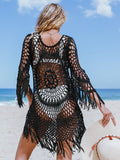 Hollowed-out Tassels Cover Up Dress Aosig