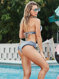 Jeans Flounces Bikini Swimsuit Aosig