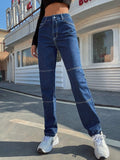Jeans Stitching Women's Trousers Trousers Pure Black Jeans For Women