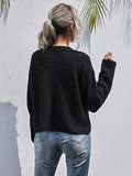 Knitted Solid Color Long Sleeve Sweater Aosig