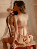 Lace Perspective Sweet Bow Backless Pajamas Aosig