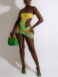 Large Swimsuit Two Piece With Mesh Skirt Aosig
