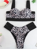 Leopard Bandage Bikini Swimsuit