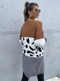 Leopard Print Cardigan Knit Sweater Aosig