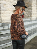 Leopard Print Chiffon Shirt Aosig
