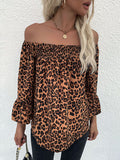 Leopard Print Chiffon Shirt Aosig