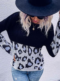 Leopard Print Crew Neck Sweater Aosig