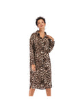 Leopard print dress mid-length split shirt skirt Aosig