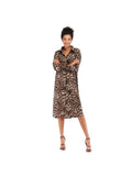 Leopard print dress mid-length split shirt skirt Aosig