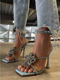 Luxury Rhinestone Flower Strap  Sandals Wedding Shoes