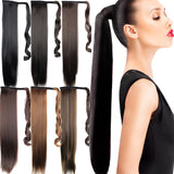 Magic tape  ponytail extension piece Long straight  hair wig