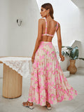 Pink Print Slip Dress Aosig