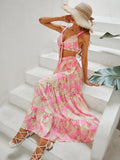 Pink Print Slip Dress Aosig